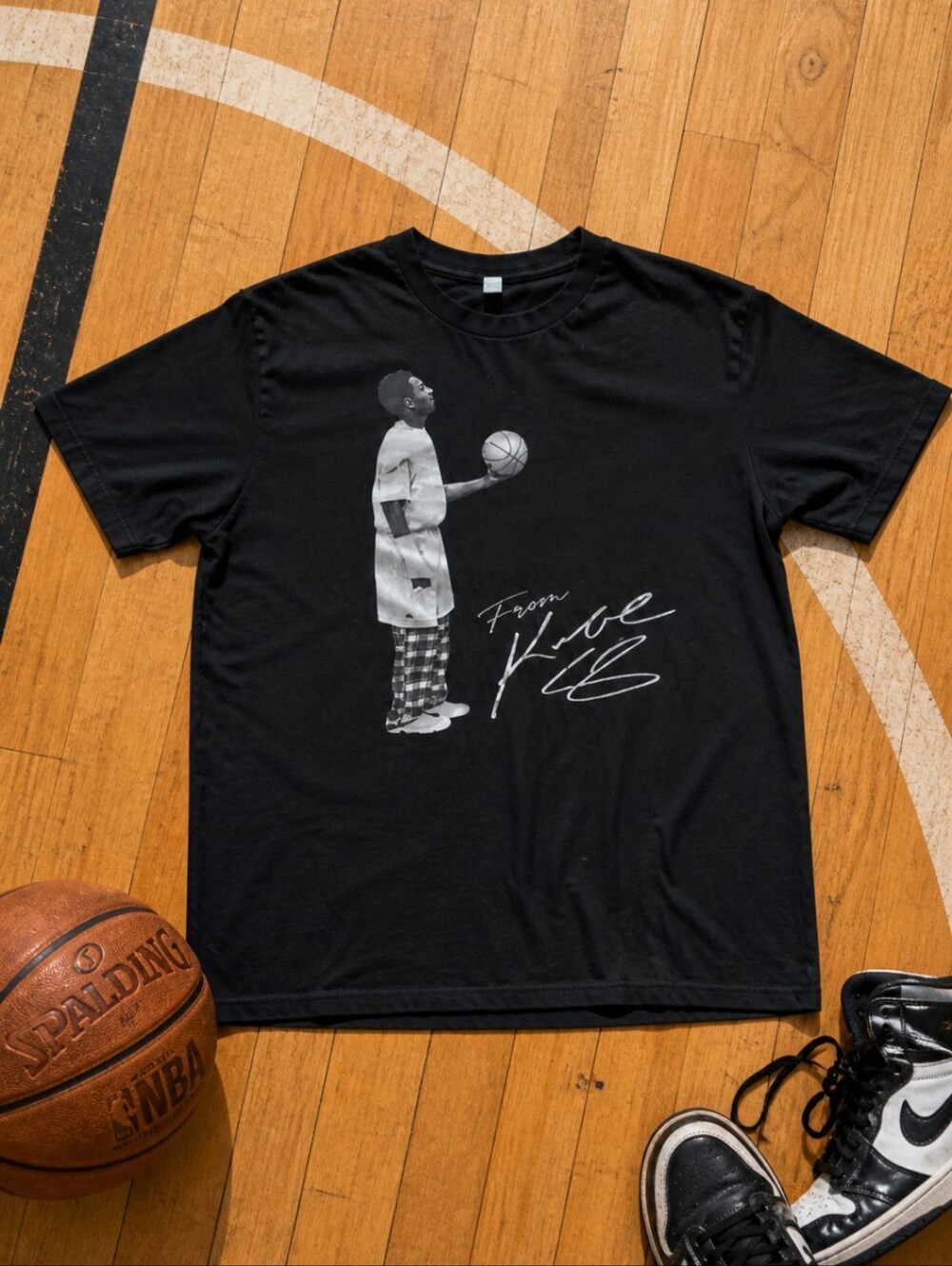 Kobe Bryant Basketball LA Lakers Heavenly Hoops Black T shirt Sz XL - Picture 1 of 6